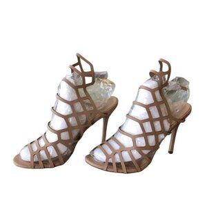 Breckelles Sylvia Nude Caged Open-Toe Stiletto Heels Size 10 New With Box